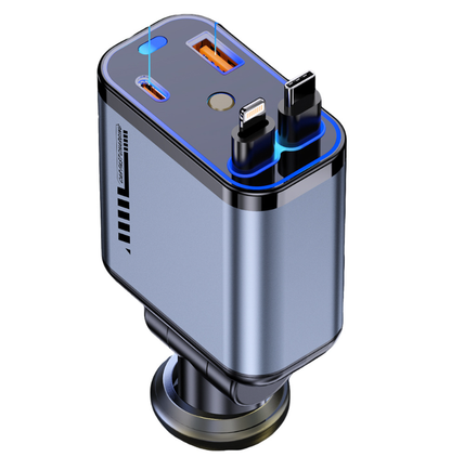 ⚡✨ Cargador de coche ultrarrápido: dos puertos USB-C retráctiles con luz ambiental Starlight y protección de seguridad inteligente 🚗💫 4223456