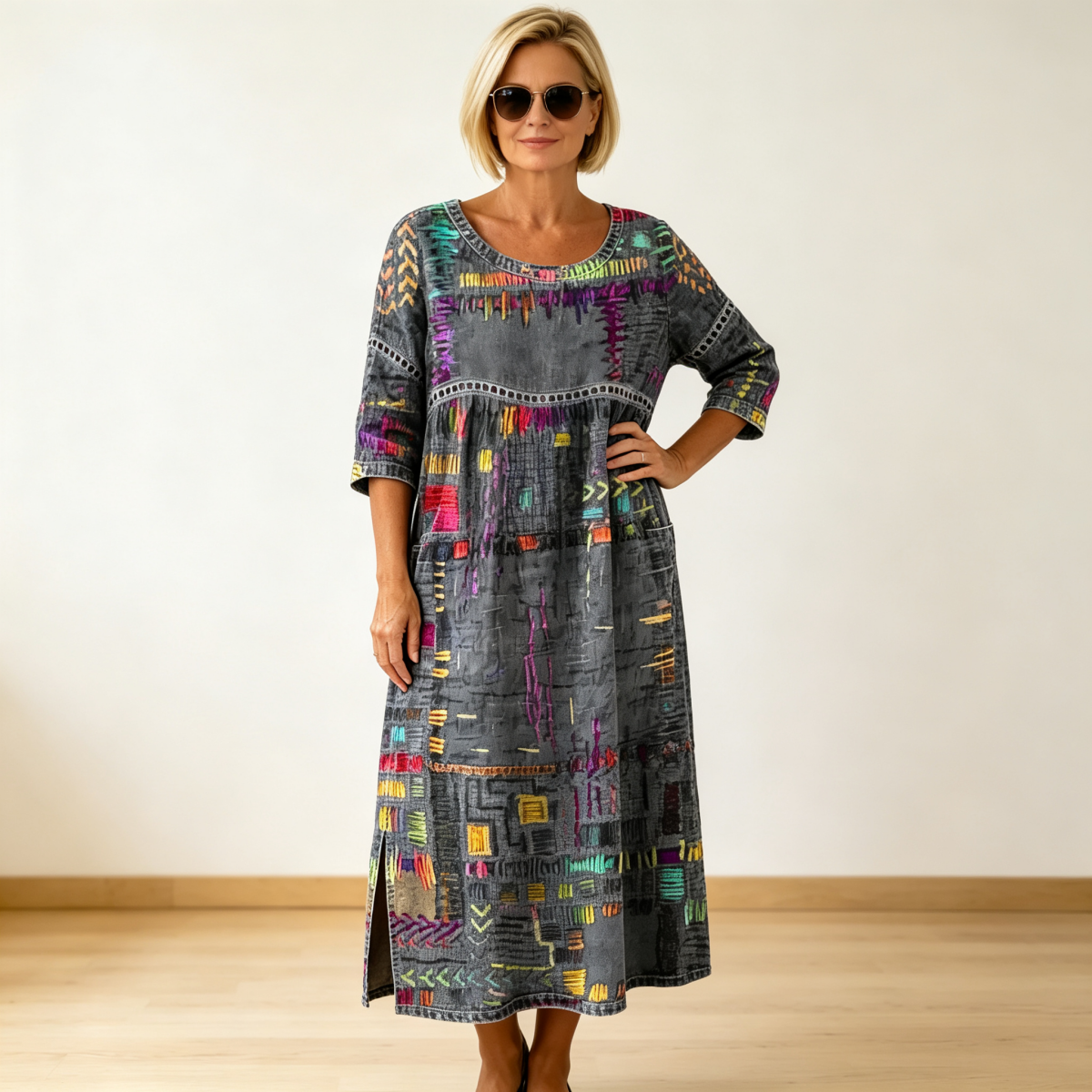 🌺✨ Ostatni dzień zniżki 50%!【S-5XL】Letnia sukienka w stylu retro z okrągłym dekoltem i nadrukiem – lekka, przewiewna, wyszczuplająca i łatwa w stylizacji.