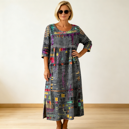 🌺✨ Ostatni dzień zniżki 50%!【S-5XL】Letnia sukienka w stylu retro z okrągłym dekoltem i nadrukiem – lekka, przewiewna, wyszczuplająca i łatwa w stylizacji.