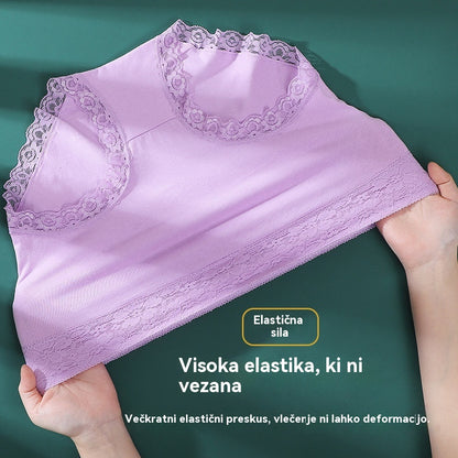[7 artiklov] Plus size hlačke z visokim pasom iz čistega bombaža in čipke za dvig bokov.