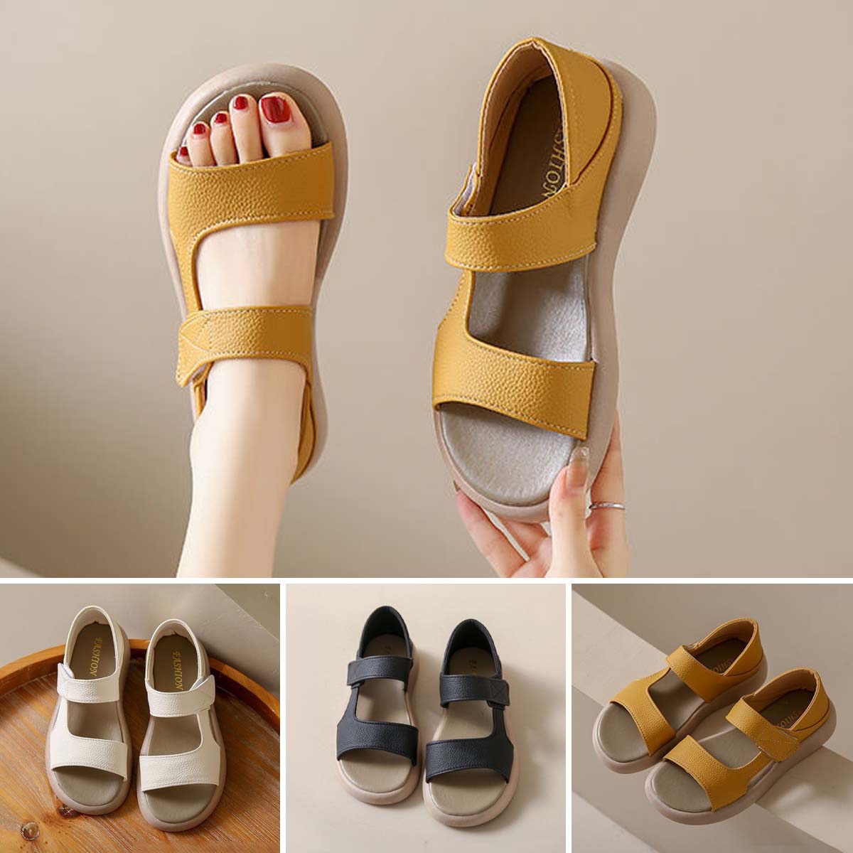 🔥【Velikosti 35-43】👡Retro sandály s jednou nohou, vyrobené z měkké kůže s flexibilní podrážkou. 4258989