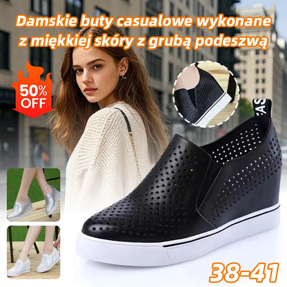 🔥Letní akce【34–41】Módní dámské volnočasové boty s prodyšným perforovaným svrškem, měkkou koženou úpravou a silnou podrážkou – pohodlné na každém kroku
