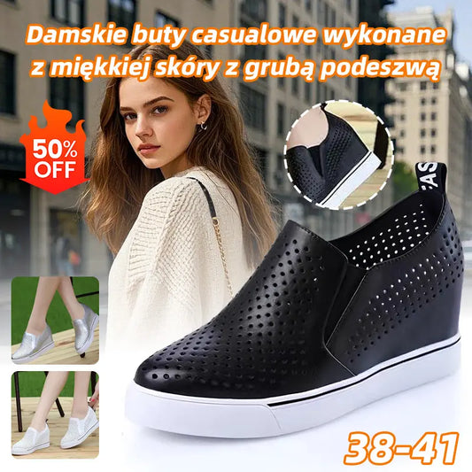 🔥Letní akce【34–41】Módní dámské volnočasové boty s prodyšným perforovaným svrškem, měkkou koženou úpravou a silnou podrážkou – pohodlné na každém kroku