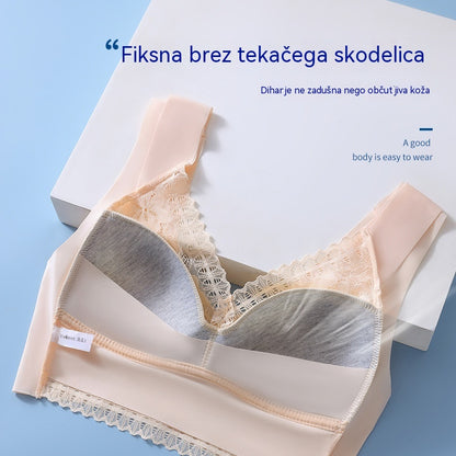 🔥【3 kosi】💕🎁【40kg-100kg】Zračen nastavljiv brezšivni modrček iz ledene svile za velike velikosti
