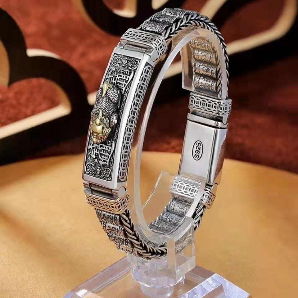 🔥💪Nuevo Pulsera de la fortuna Pixiu de Plata de Ley 925