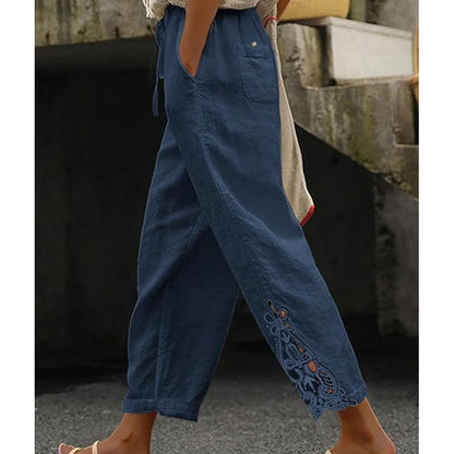 💯Pantalones de mujer con detalle de encaje y cordón ajustable.4280484