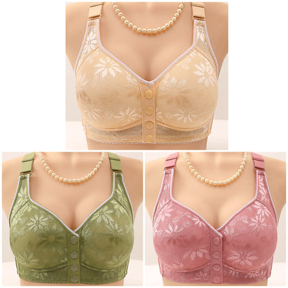 😍【Pakiranje od 3 dijelova】Ženski grudnjak bez žice s prednjim gumbima 【40-120 kg】❤️Udoban antibakterijski prirodni pamuk