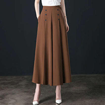 💖【M-5XL】Žensko modno široko drapirano krilo z visokim pasom