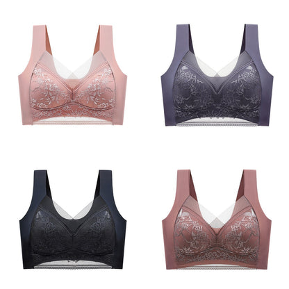 🔥【50% sleva】【4 kusů】👙【40-110kg】 Pohodlná bezešvá krajková podprsenka