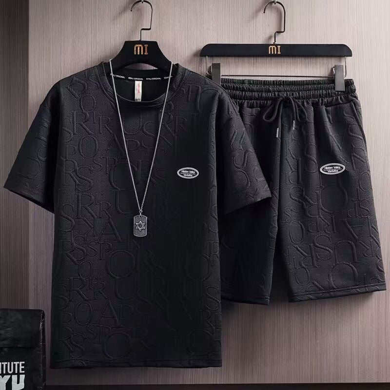 [M-5XL] Conjunto casual de dos piezas para hombre para verano: camiseta de manga corta + pantalones cortos