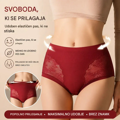 [5-delni komplet]【40–80 kg】Ženske visokoelastične brezšivne čipkaste hlačke za nadzor trebuha, oblikovanje zadnjice in dvigovanje – po ena v vsaki barvi