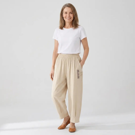 🔥【M–4XL】 👖 Lahke in zračne poletne hlače iz bombaža in lana - moderne ležerne hlače do gležnjev