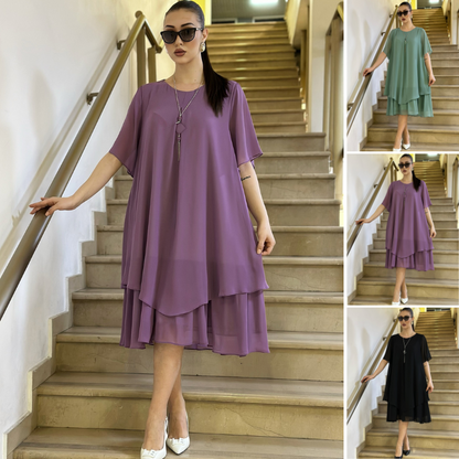 【S-5XL】🍂👗 Elegantna dolga obleka iz šifona, visokokakovostno oblikovanje