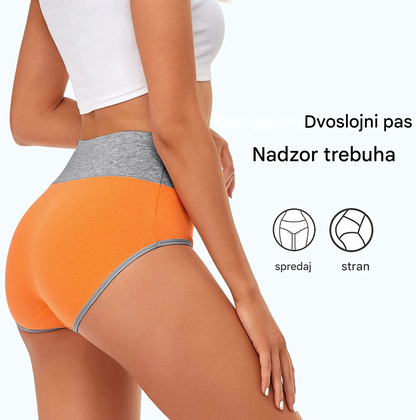 😍[1 komplet 5 kosov] Antibakterijsko spodnje perilo z visokim pasom iz čistega bombaža, ki odvaja vlago