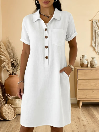 ⏳ Oferta por tiempo limitado! ⏰🍋 【S-3XL】Vestido de algodón para mujer con bolsillos