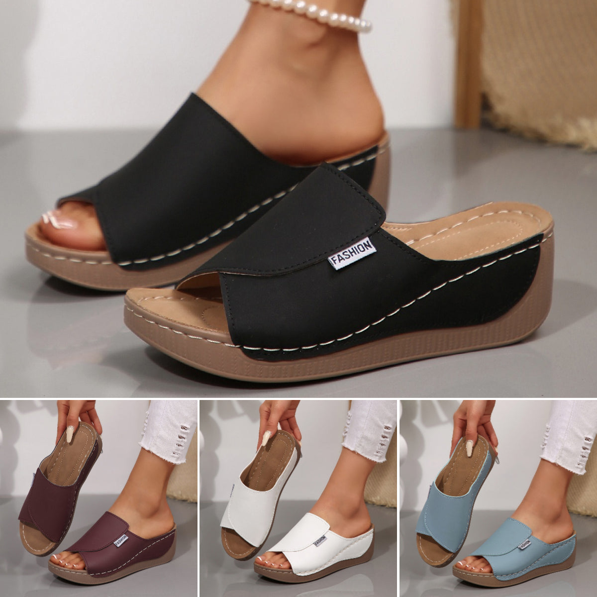 🔥👡【Rozmiary 36-43】Nowe sandały damskie, wykonane z naturalnej skóry, z miękką i grubą podeszwą. 4223477