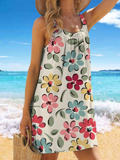 🎁【Sleva 50 %】✨🌊【S-5XL】Módní letní šaty s květinovým potiskem a ramínky