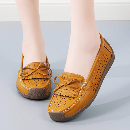 🌼【35-44】Zapatos de cuero de verano para mujer, zapatos con punta abierta y borlas transpirables