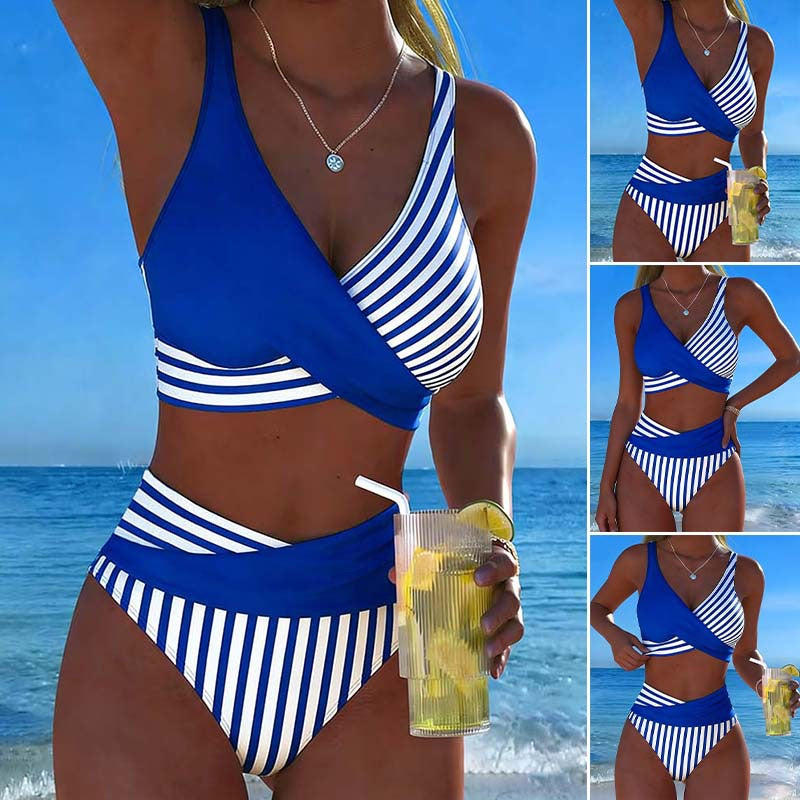 🤩🌟Dvoudílné, barevné bikiny s bloky a pruhy