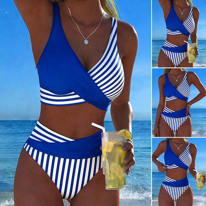 🤩🌟Dvoudílné, barevné bikiny s bloky a pruhy