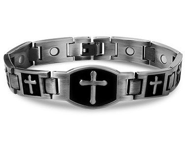 🎁💙 Męska miedziana bransoletka z krzyżem 4218152