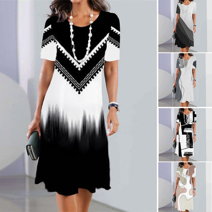【XS-5XL】Elegantna in udobna obleka z okroglim izrezom 2025