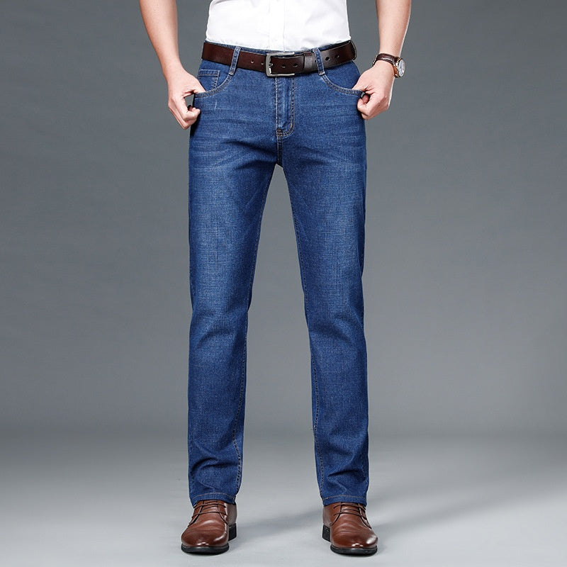 💥【60-110KG】👖  Egyszerű, laza és sokoldalú plus size férfi farmernadrágok