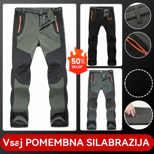 🔥[S-5XL] Moške nepremočljive in vetrovne, zračne, mehke pohodniške hlače Debele, tople, zunanje športne hlače iz volne