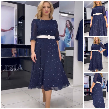 【S-5XL】❤️Pomlad 2024 Nova elegantna obleka s pikastim vzorcem