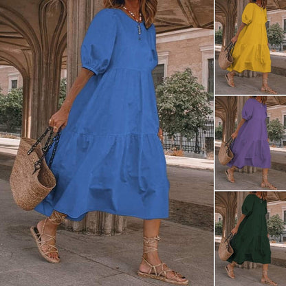 【S-5XL】Ženska poletna obleka v češkem slogu, vintage obleka z okroglim izrezom v različnih barvah