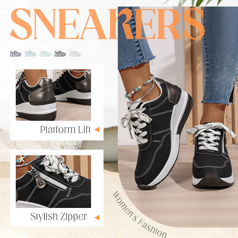 🔥Último día de la promoción con 50% de descuento: zapatillas ortopédicas modernas y cómodas con cremallera lateral y suela gruesa para mujer.