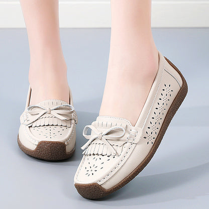 🌼【35-44】Zapatos de cuero de verano para mujer, zapatos con punta abierta y borlas transpirables