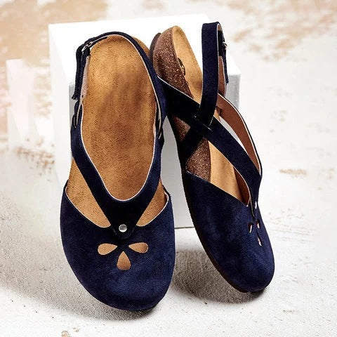 ✨✨【Oferta limitada】【35–44】Sandalias recreativas de cuero de alta calidad 2026 ✅ Punta redonda ✅ Suela plana