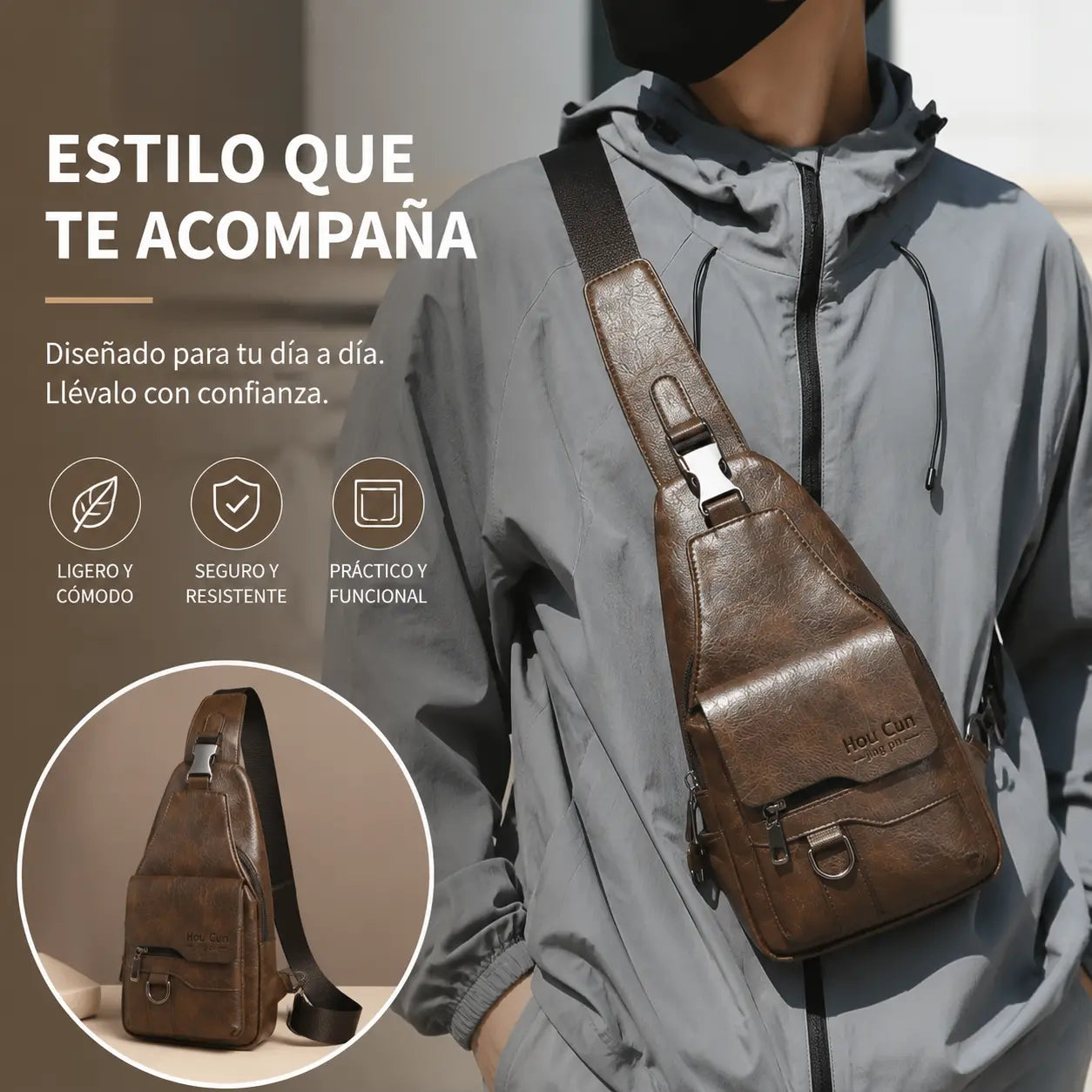 🎒 Bolso de hombro de piel auténtica impermeable de estilo retro: un artículo esencial para los desplazamientos diarios.