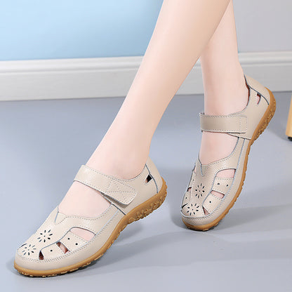 👡【36-42】Dámské elegantní a pohodlné ploché ortopedické sandály, vyrobené z měkké pravé kůže, pohodlné a prodyšné.