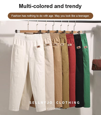 Dámské kalhoty s elastickým pasem z čisté bavlny (M-6XL) 4243200