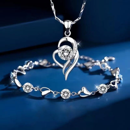 ✨✨【Kupite 1, dobite 1 gratis】💎Komplet zapestnice in ogrlice Srce oceana, srebro 925-L