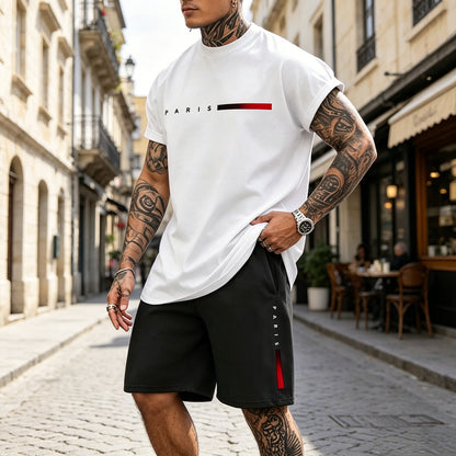 [S-4XL] Új nyári lezser rövid ujjú sport rövid ujjú és rövidnadrág szett