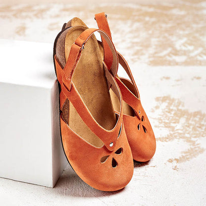 ✨✨【Oferta limitada】【35–44】Sandalias recreativas de cuero de alta calidad 2026 ✅ Punta redonda ✅ Suela plana