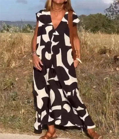 👗🔥【S-3XL】 Geometrické barevné bloky Ležérní dámské šaty