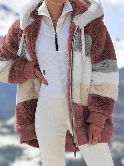 🔥 Τελευταία μέρα – έκπτωση 50% ❄️【S–5XL】Νέο γυναικείο ζεστό παλτό 2026, με ενισχυμένη βελούδινη επένδυση και σχέδιο με χρωματικές αντιθέσεις ✅ Πληρωμή με αντικαταβολή