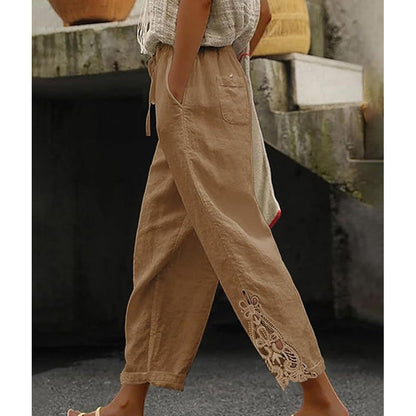 💯Pantalones de mujer con detalle de encaje y cordón ajustable.4280484
