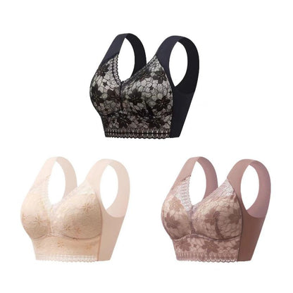 🔥【3 kosi】💕🎁【40kg-100kg】Zračen nastavljiv brezšivni modrček iz ledene svile za velike velikosti