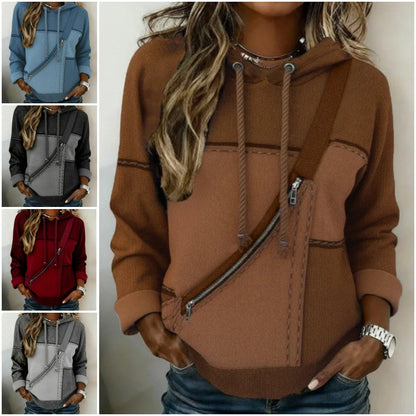 🎀🎀【S-5XL】Damska bluza z długim rękawem i kapturem z nadrukiem 4224542