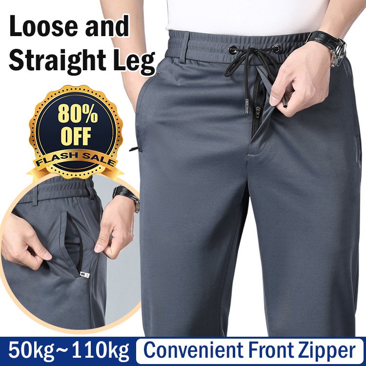 🔥【¡50% de descuento!】Pantalones casuales de verano sueltos con cintura elástica para hombre_4314701