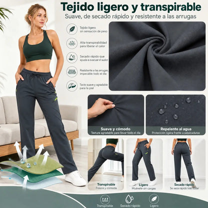 ⏳ 🔥 Pantalones cargo de mujer de pernera recta, con cintura elástica y 6 bolsillos, ideales para el trabajo, los viajes y el día a día 👖✨