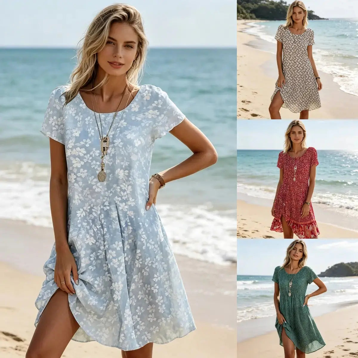 🌺👗【S–3XL】Nové prodyšné šaty s potiskem, přiléhavý střih pro zeštíhlující efekt, ležérní a univerzální