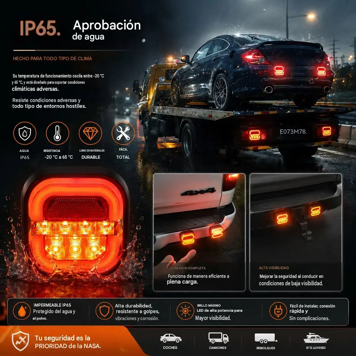 🚦【Universal 12V/24V】🚦 Luz LED para remolque de coche