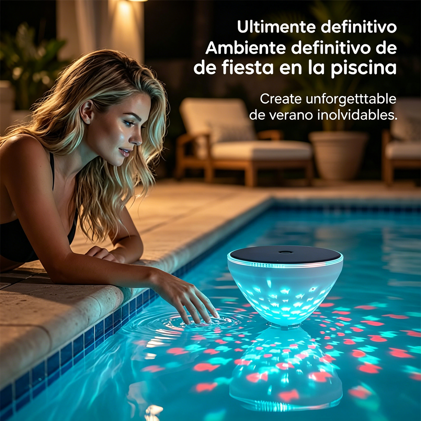 ☀️🐠 Lámpara solar flotante para piscina con proyección de peces💡💦4296303