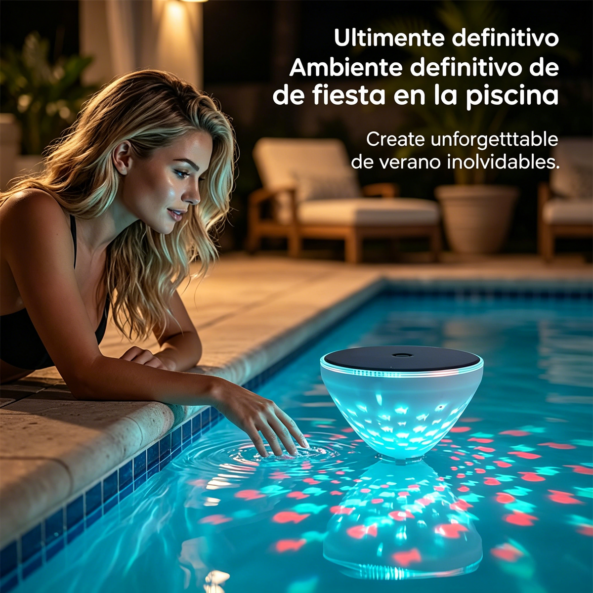 ☀️🐠 Lámpara solar flotante para piscina con proyección de peces💡💦4296303